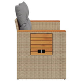 Garden Sofa with Cushions 2-Seater Beige Poly Rattan - 45-Degree Angle