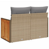 Garden Sofa with Cushions 2-Seater Beige Poly Rattan - Rear View
