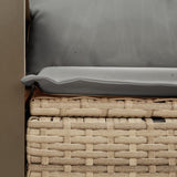 Garden Sofa with Cushions 2-Seater Beige Poly Rattan - Close-Up Angle