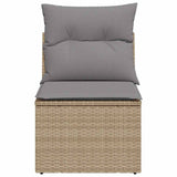 Garden Chair Armless with Cushions Beige Poly Rattan