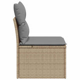 Garden Chair Armless with Cushions Beige Poly Rattan - 45-Degree Angle