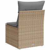 Garden Chair Armless with Cushions Beige Poly Rattan - Rear View