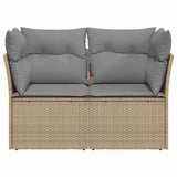 Garden Sofa with Cushions 2-Seater Beige Poly Rattan - Top-Down View