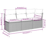 Garden Sofa with Cushions 3-Seater Beige Poly Rattan - Extra Image