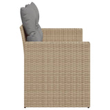 Garden Sofa with Cushions 2-Seater Beige Poly Rattan - 45-Degree Angle