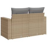 Garden Sofa with Cushions 2-Seater Beige Poly Rattan - Rear View