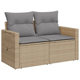 Garden Sofa with Cushions 2-Seater Beige Poly Rattan - Top-Down View