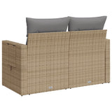Garden Sofa with Cushions 2-Seater Beige Poly Rattan - Close-Up Angle