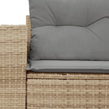 Garden Sofa with Cushions 2-Seater Beige Poly Rattan - Low Angle