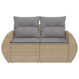 Garden Sofa with Cushions 2-Seater Beige Poly Rattan - Top-Down View