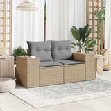 Garden Sofa with Cushions 2-Seater Beige Poly Rattan - Side View
