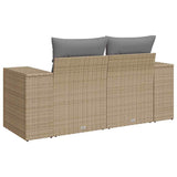 Garden Sofa with Cushions 2-Seater Beige Poly Rattan - Rear View