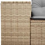 Garden Sofa with Cushions 2-Seater Beige Poly Rattan - Close-Up Angle