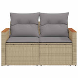 Garden Sofa with Cushions 2-Seater Beige Poly Rattan - Top-Down View