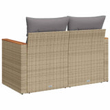 Garden Sofa with Cushions 2-Seater Beige Poly Rattan - Rear View