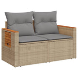 Garden Sofa with Cushions 2-Seater Beige Poly Rattan - Top-Down View