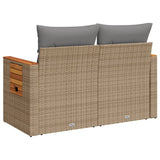 Garden Sofa with Cushions 2-Seater Beige Poly Rattan - Close-Up Angle