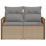 Garden Sofa with Cushions 2-Seater Beige Poly Rattan - Top-Down View