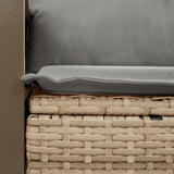 Garden Sofa with Cushions 2-Seater Beige Poly Rattan - Close-Up Angle