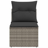 Garden Sofa Armless with Cushions Grey Poly Rattan