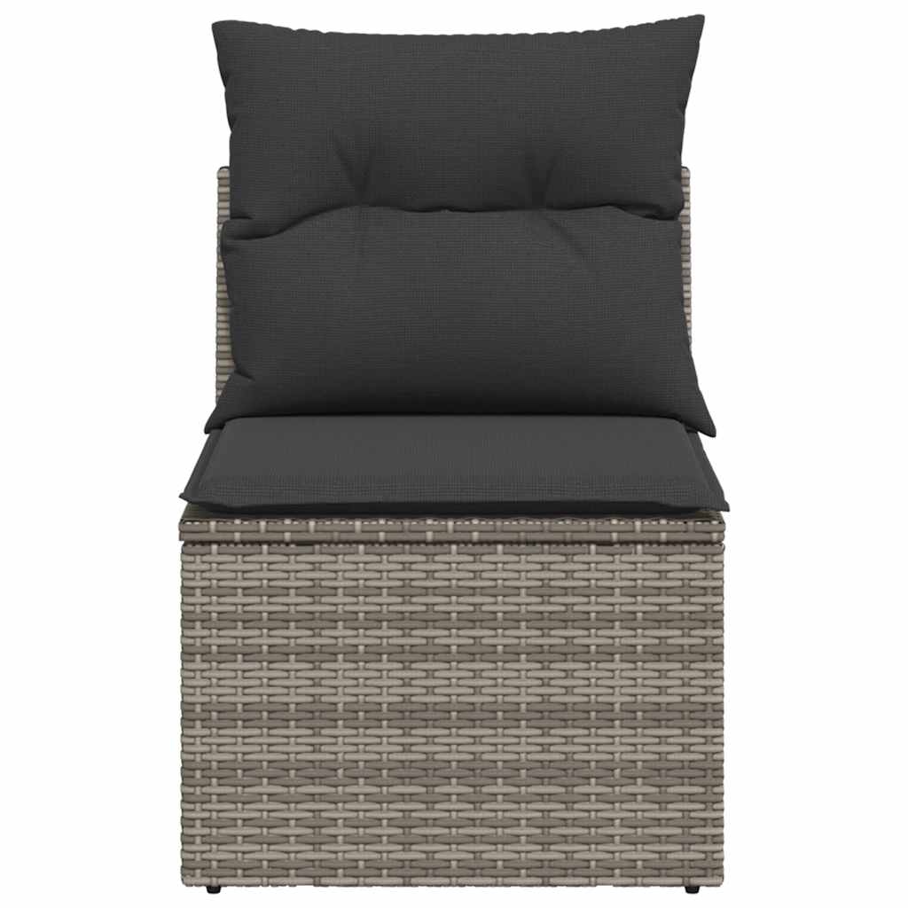 Garden Sofa Armless with Cushions Grey Poly Rattan