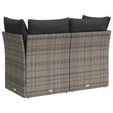 Garden Sofa with Cushions 2-Seater Grey Poly Rattan - Rear View