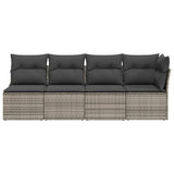 Garden Sofa with Cushions 4-Seater Grey Poly Rattan - Top-Down View