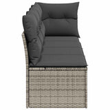 Garden Sofa with Cushions 4-Seater Grey Poly Rattan - 45-Degree Angle