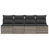 Garden Sofa with Cushions 4-Seater Grey Poly Rattan - Top-Down View