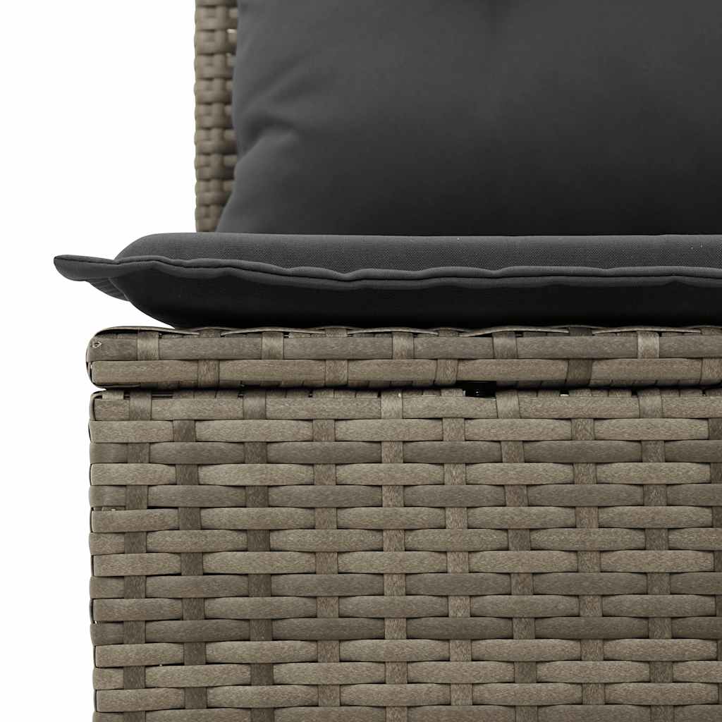 Garden Sofa with Cushions 4-Seater Grey Poly Rattan