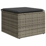 Garden Stool with Cushion Grey 55x55x37 cm Poly Rattan