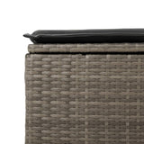 Garden Stool with Cushion Grey 55x55x37 cm Poly Rattan - 45-Degree Angle