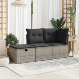 Garden Stool with Cushion Grey 55x55x37 cm Poly Rattan - Side View