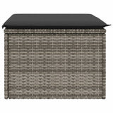 Garden Stool with Cushion Grey 55x55x37 cm Poly Rattan