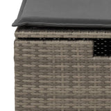 Garden Stool with Cushion Grey 55x55x37 cm Poly Rattan - Low Angle