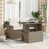Garden Table with Glass Top Grey 100x55x73 cm Poly Rattan - Side View