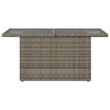 Garden Table with Glass Top Grey 100x55x73 cm Poly Rattan - 45-Degree Angle