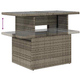 Garden Table with Glass Top Grey 100x55x73 cm Poly Rattan - Low Angle
