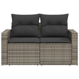 Garden Sofa with Cushions 2-Seater Grey Poly Rattan - Top-Down View