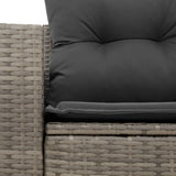 Garden Sofa with Cushions 2-Seater Grey Poly Rattan - Close-Up Angle
