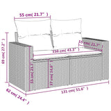 Garden Sofa with Cushions 2-Seater Grey Poly Rattan - Extra Image