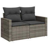Garden Sofa with Cushions 2-Seater Grey Poly Rattan - Top-Down View