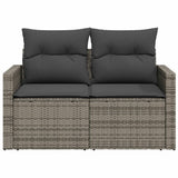 Garden Sofa with Cushions 2-Seater Grey Poly Rattan - 45-Degree Angle