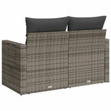 Garden Sofa with Cushions 2-Seater Grey Poly Rattan - Close-Up Angle