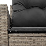 Garden Sofa with Cushions 2-Seater Grey Poly Rattan - Low Angle