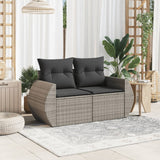 Garden Sofa with Cushions 2-Seater Grey Poly Rattan - Side View