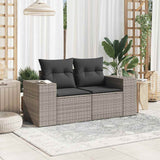 Garden Sofa with Cushions 2-Seater Grey Poly Rattan - Side View
