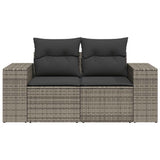 Garden Sofa with Cushions 2-Seater Grey Poly Rattan - Top-Down View