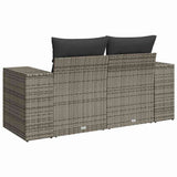 Garden Sofa with Cushions 2-Seater Grey Poly Rattan - Rear View