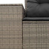 Garden Sofa with Cushions 2-Seater Grey Poly Rattan - Close-Up Angle